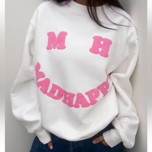 Madhappy White Sweatshirt with Pink Logo